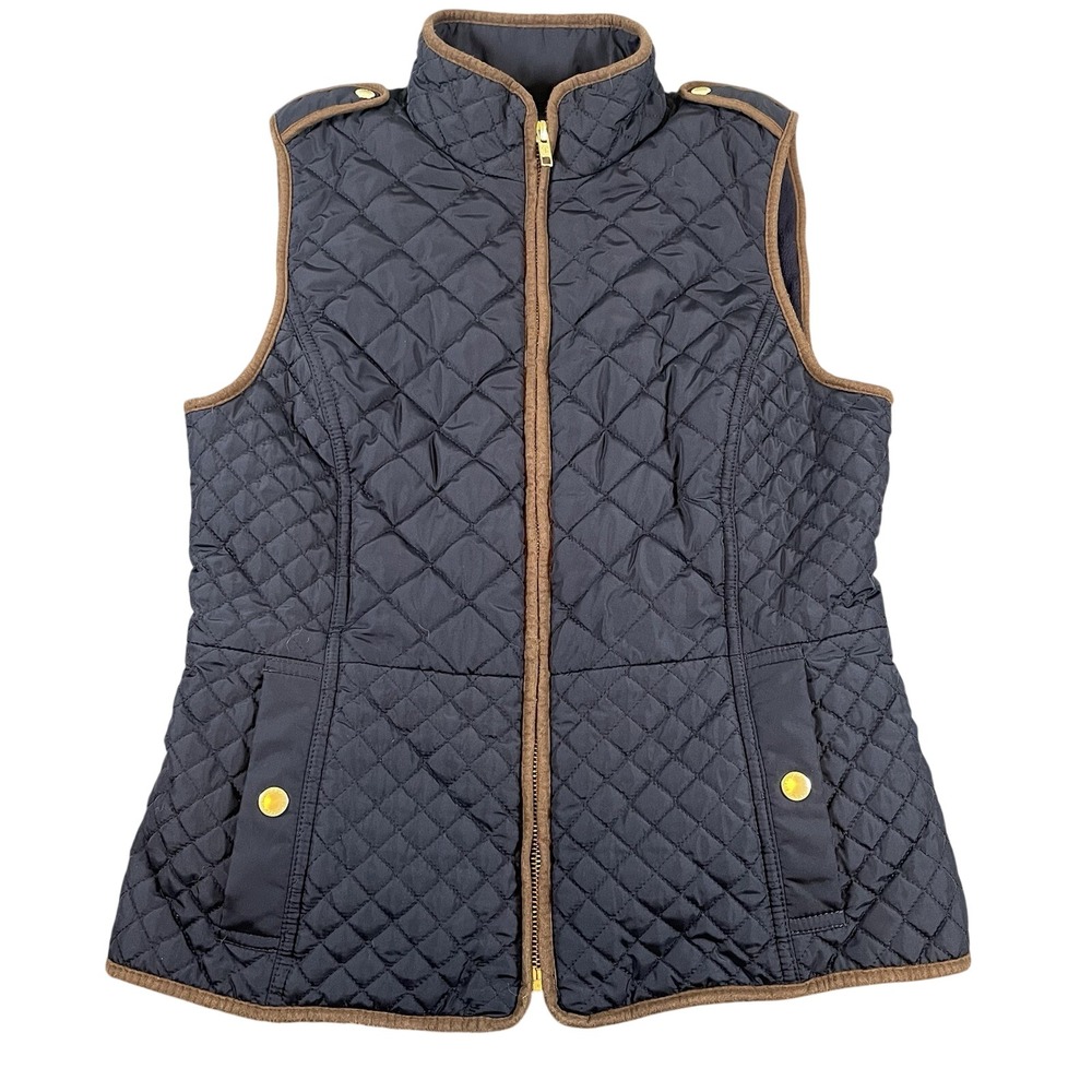 Talbots Quilted Vest Small Petite Gold Hardware‎ Equestrian Preppy Old Money